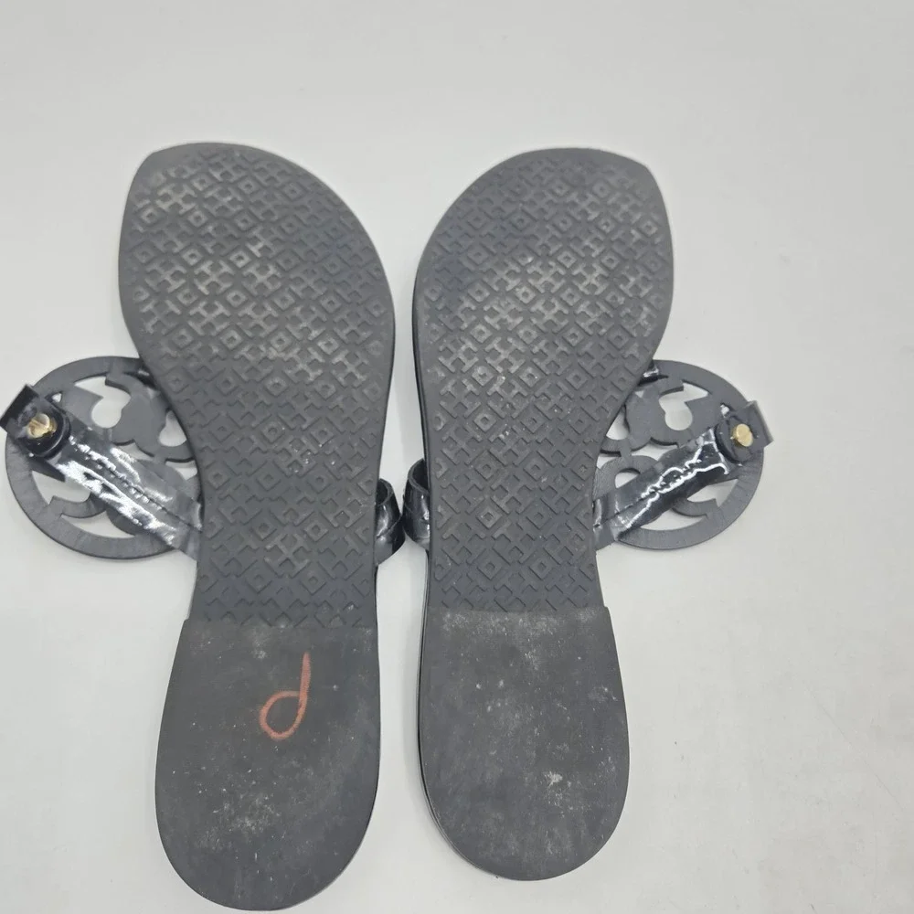 Tory Burch Sandals Women's 10.5 Miller Black Patent Thong